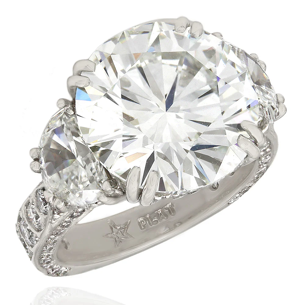 GIA Certified Round Brilliant Diamond Three-Stone Engagement Ring In Platinum