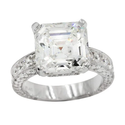 GIA Certified Square Emerald Cut Diamond Solitaire Ring in Platinum