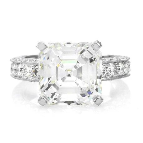 GIA Certified Square Emerald Cut Diamond Solitaire Ring in Platinum - Image 2