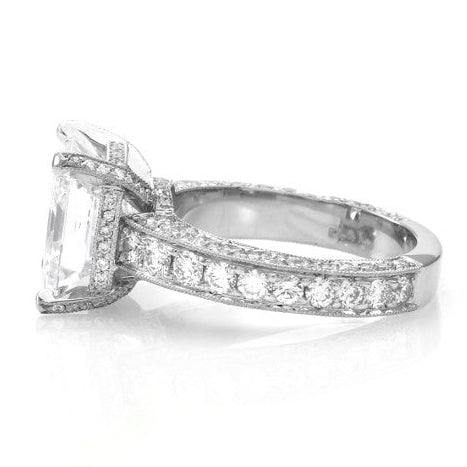GIA Certified Square Emerald Cut Diamond Solitaire Ring in Platinum - Image 4