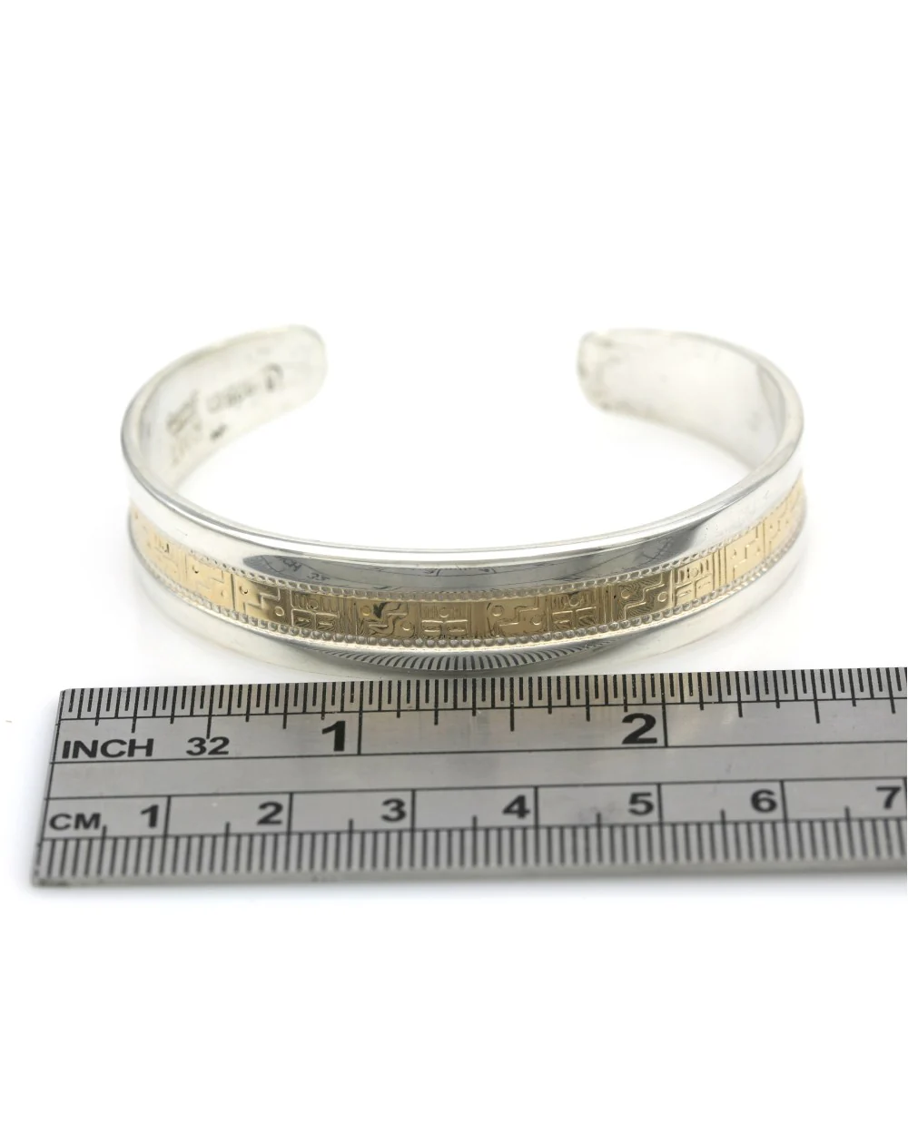 Gold and Silver Milgrain Etched Cuff - Image 4