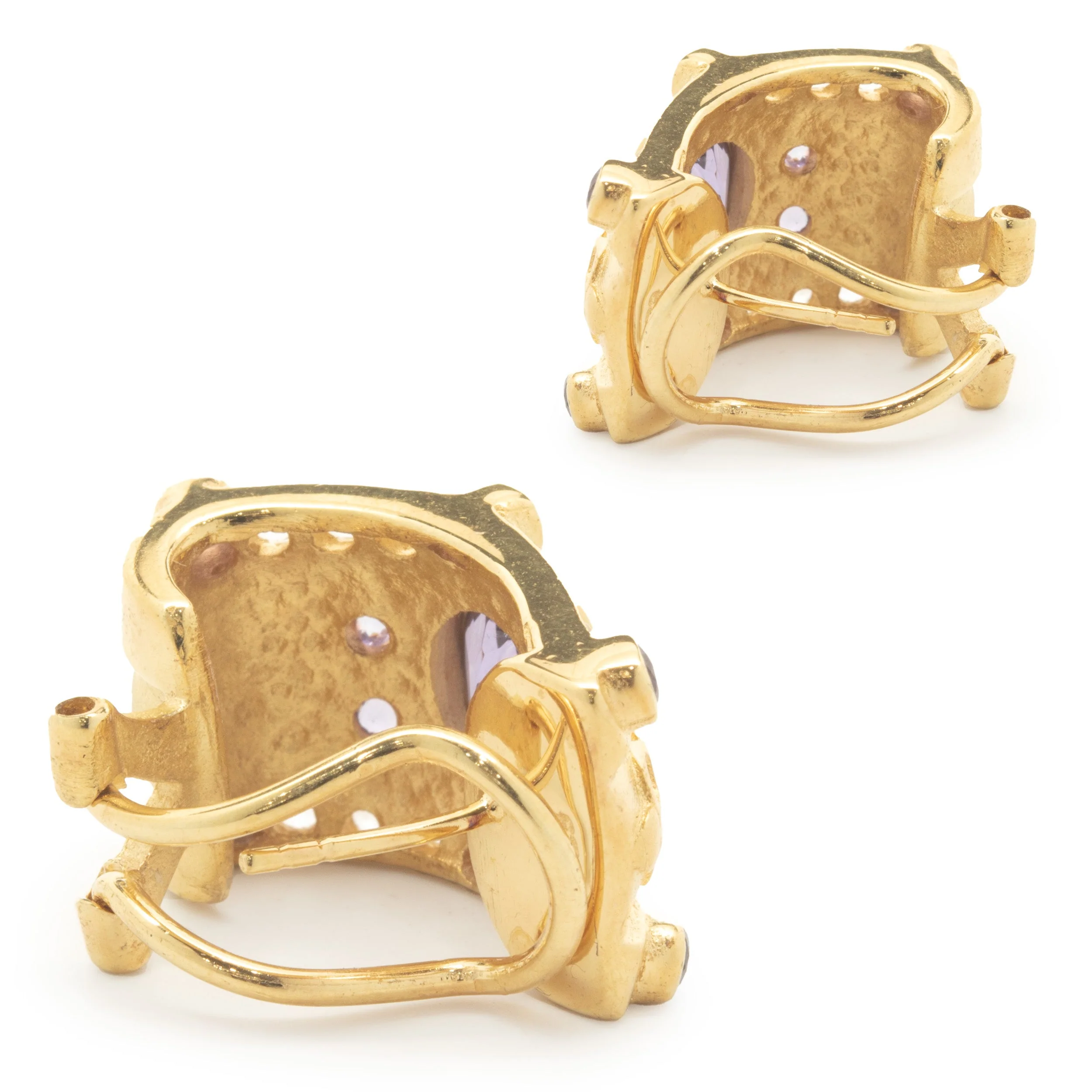 Gold Plated Sterling Silver Amethyst and White Topaz Earrings - Image 3
