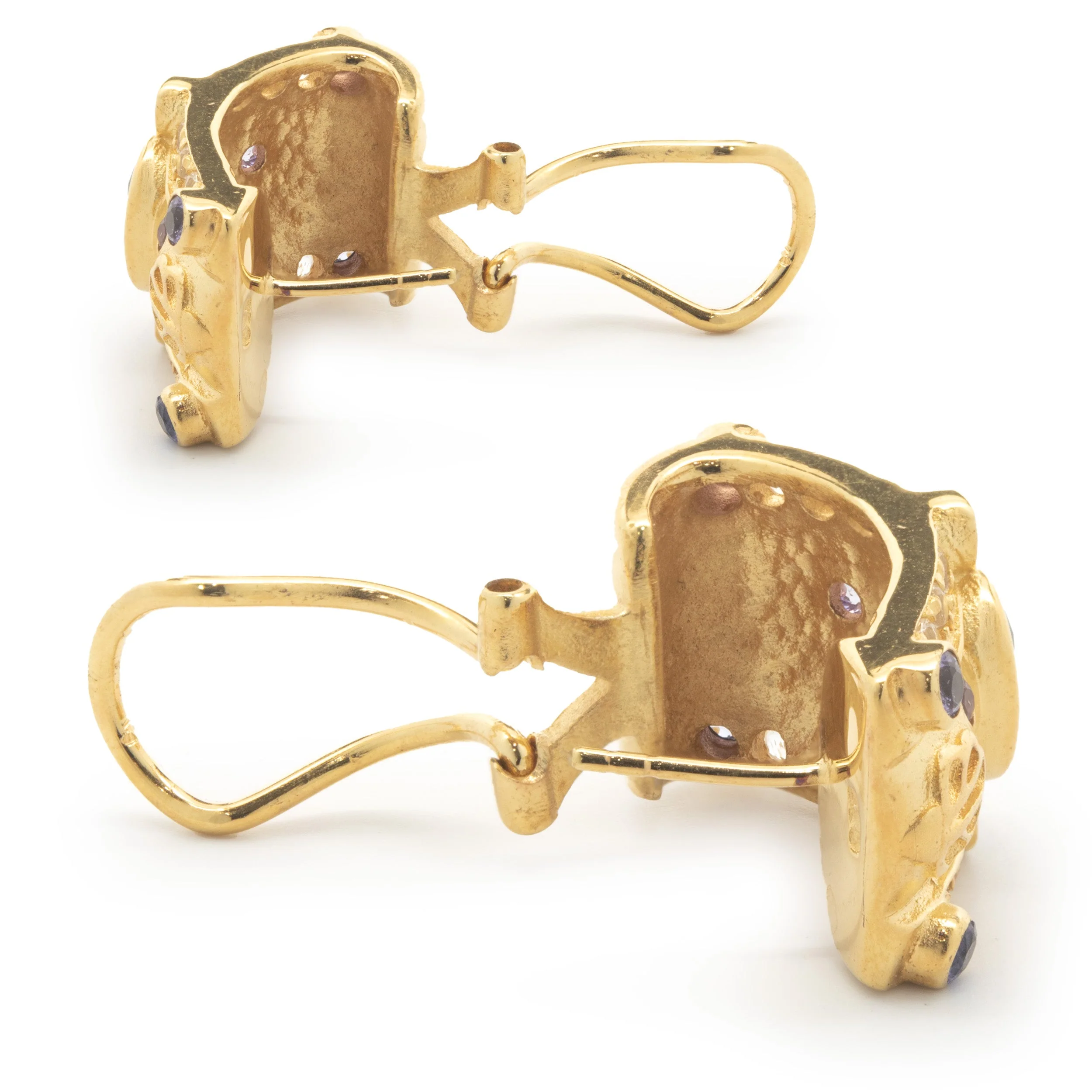 Gold Plated Sterling Silver Amethyst and White Topaz Earrings - Image 4