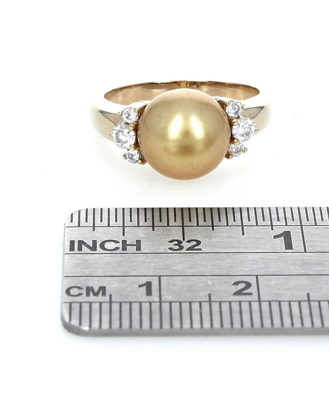 Golden South Sea Pearl and Diamond Ring - Image 3