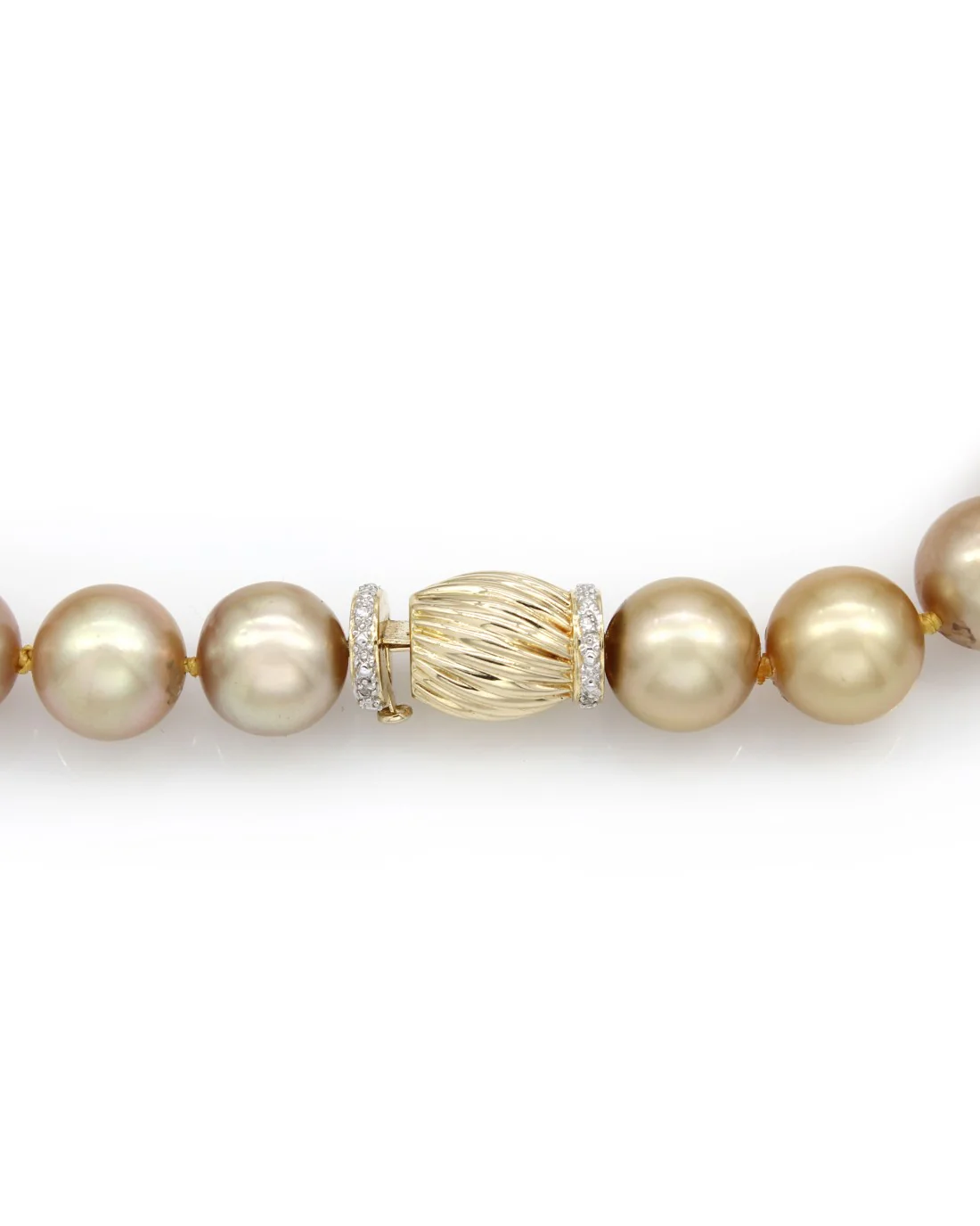 Golden South Sea Pearl Necklace with Diamond and Gold Clasp - Image 2