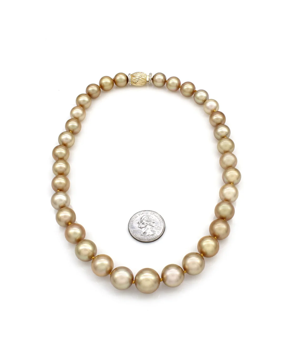 Golden South Sea Pearl Necklace with Diamond and Gold Clasp - Image 3