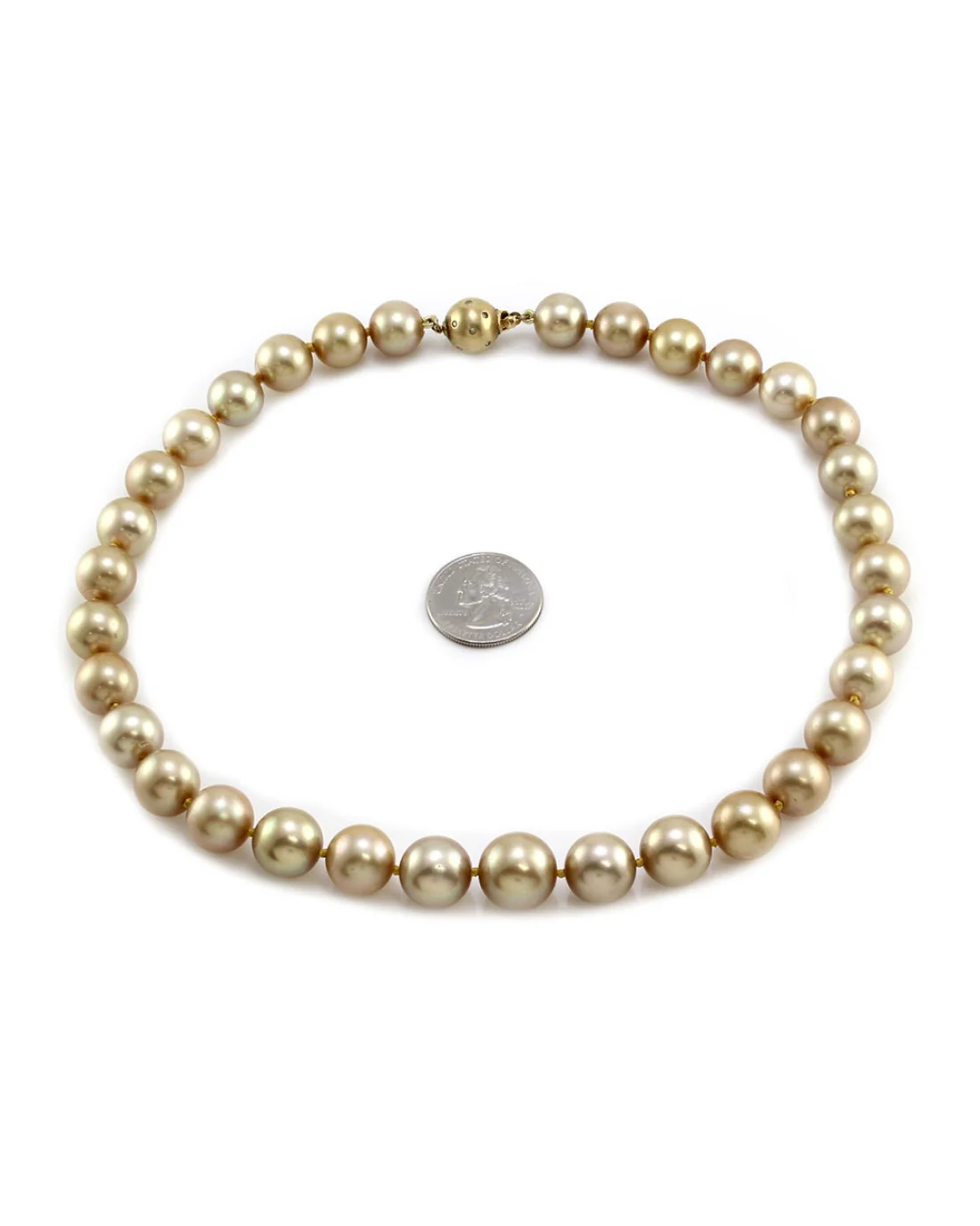 Golden South Sea Pearl Necklace with Diamond and Gold Clasp - Image 4