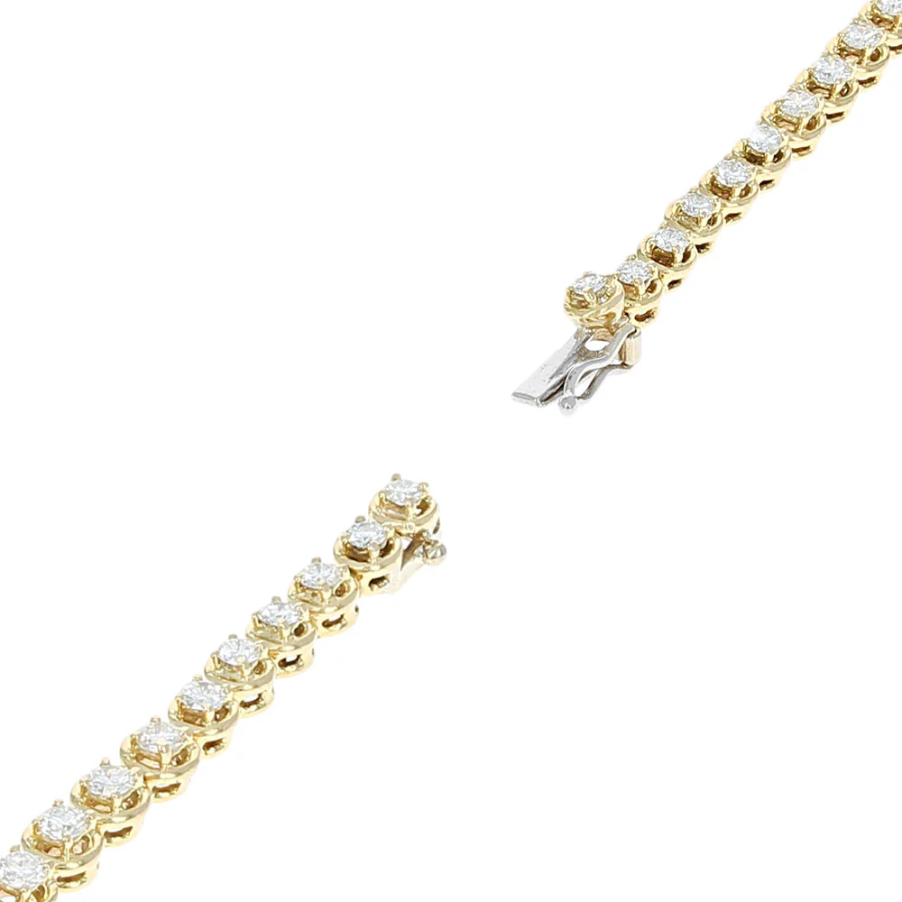 Graduated Diamond Circular Link Inline Bracelet in Yellow Gold - Image 2
