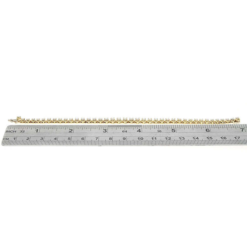 Graduated Diamond Circular Link Inline Bracelet in Yellow Gold - Image 3