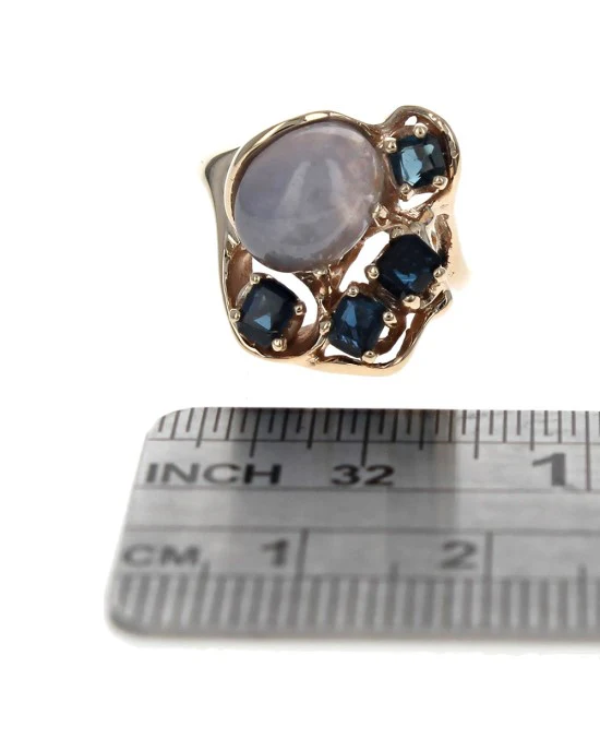 Gray Star Sapphire and Blue Sapphire Ring - Image 3