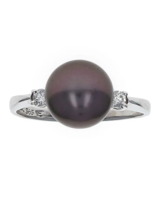 Gray Tahitian Pearl and Diamond Accent Ring - Image 2