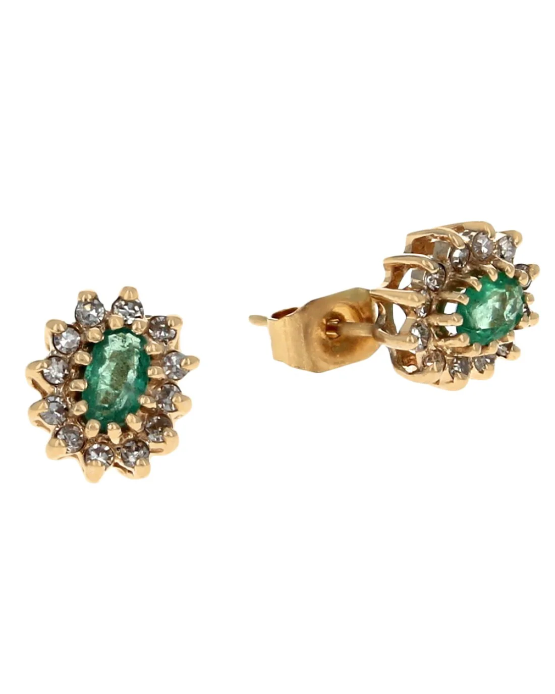 Green Beryl and Diamond Halo Studs - Image 2