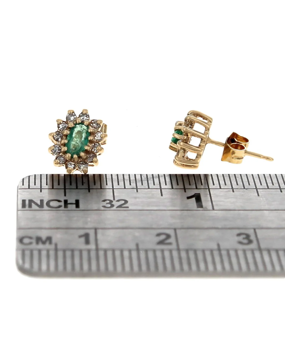Green Beryl and Diamond Halo Studs - Image 3