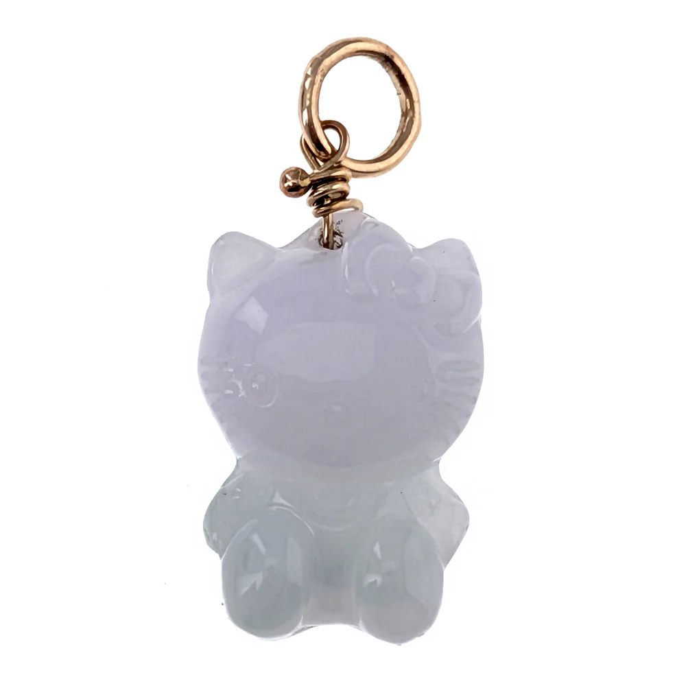 Green Lavender Jadeite Hello Kitty Pendant