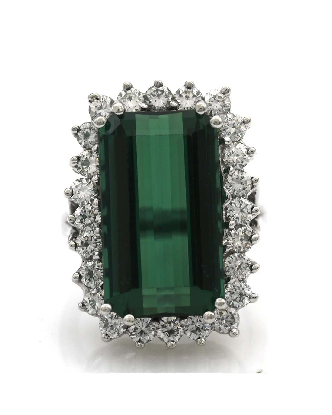 Green Tourmaline and Diamond Halo Ring - Image 2