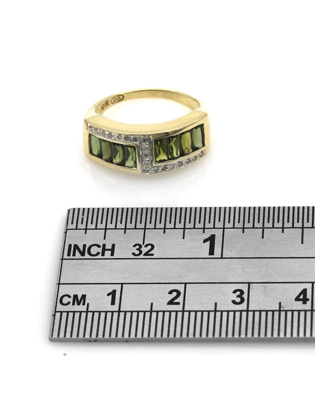 Green Tourmaline and Diamond Accent Ring in Yellow Gold - Image 3