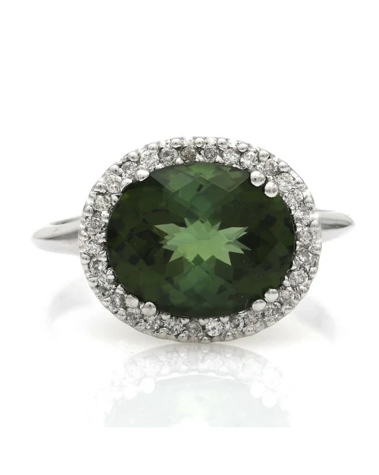 Green Tourmaline and Diamond Hale Fashion Ring - Image 2