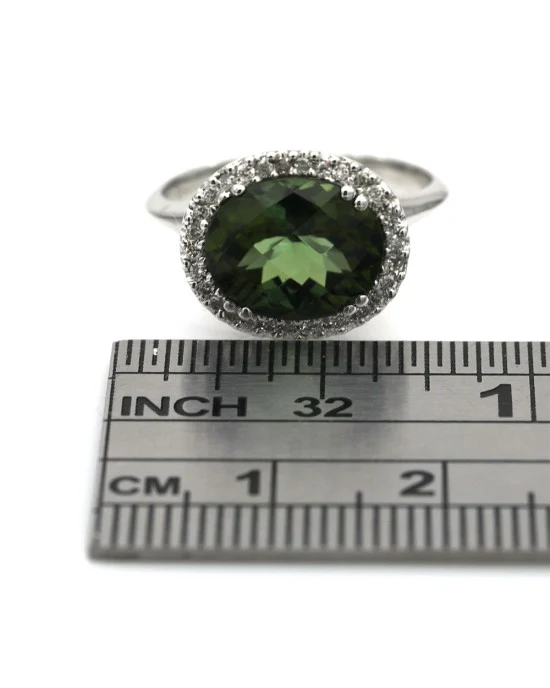 Green Tourmaline and Diamond Hale Fashion Ring - Image 3