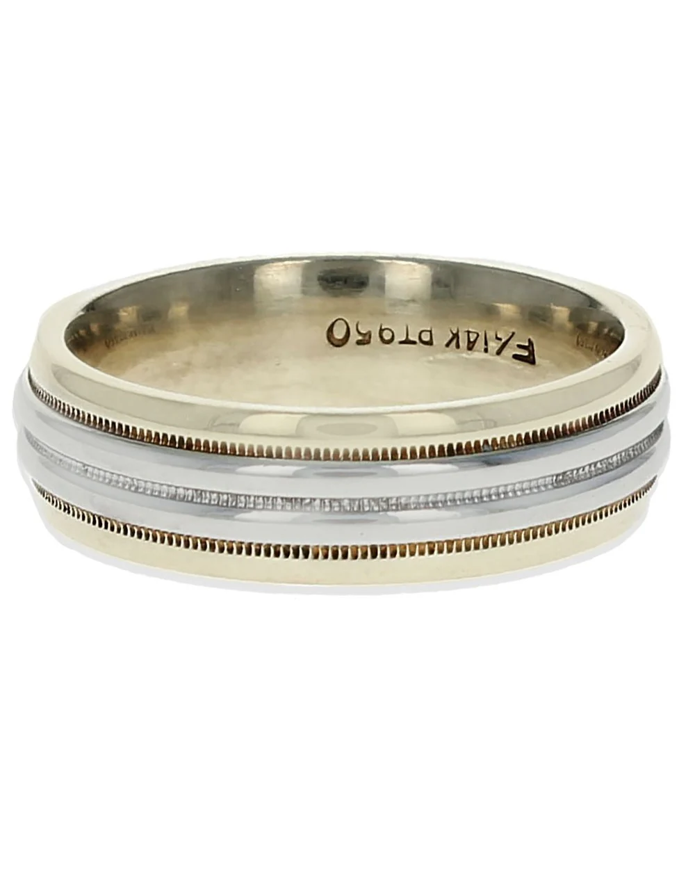 Grooved Milgrain Band in Platinum and Gold - Image 2