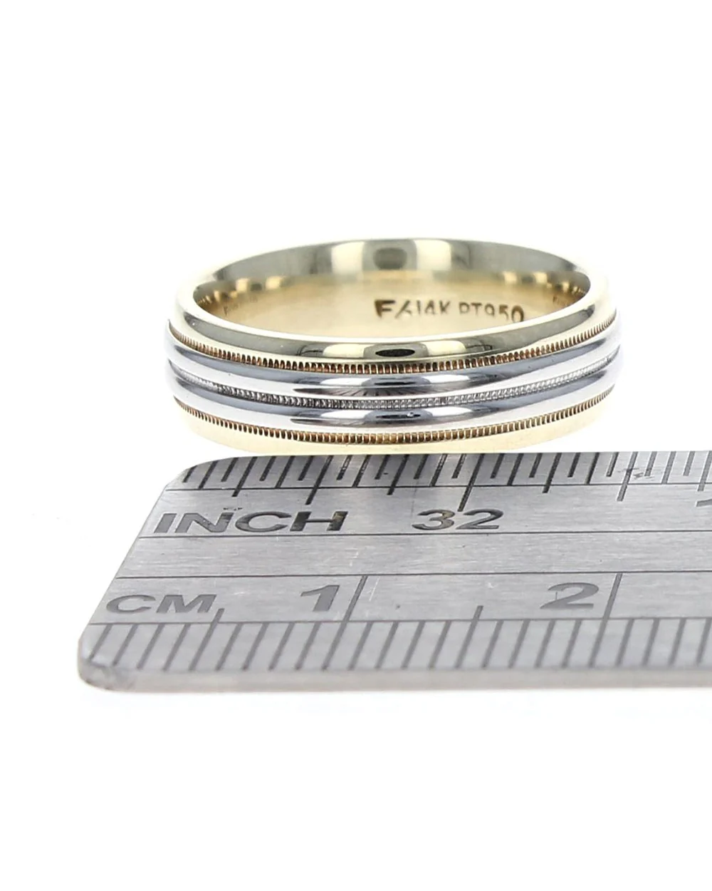 Grooved Milgrain Band in Platinum and Gold - Image 3