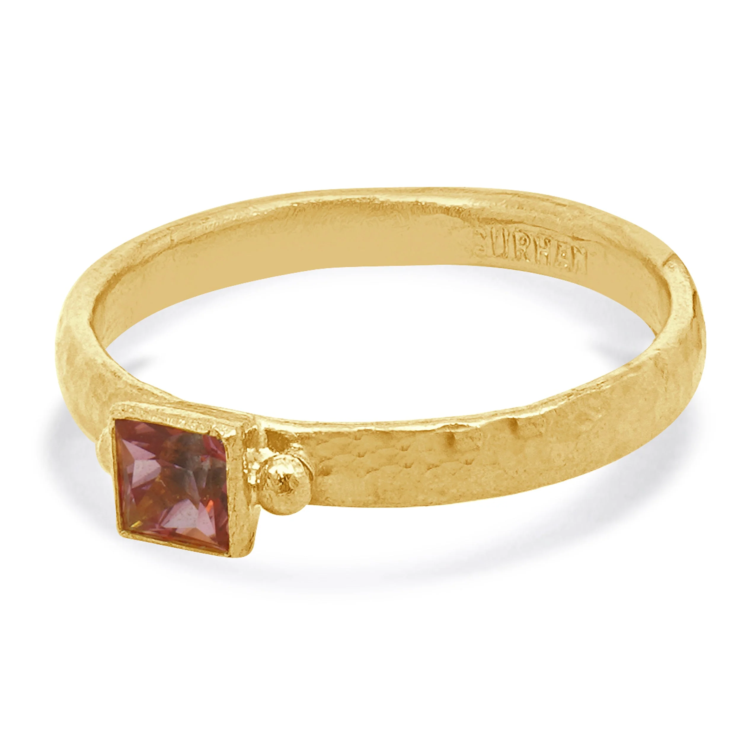 Gurhan 24 Karat Yellow Gold Pink Topaz Rune Collection Ring - Image 2