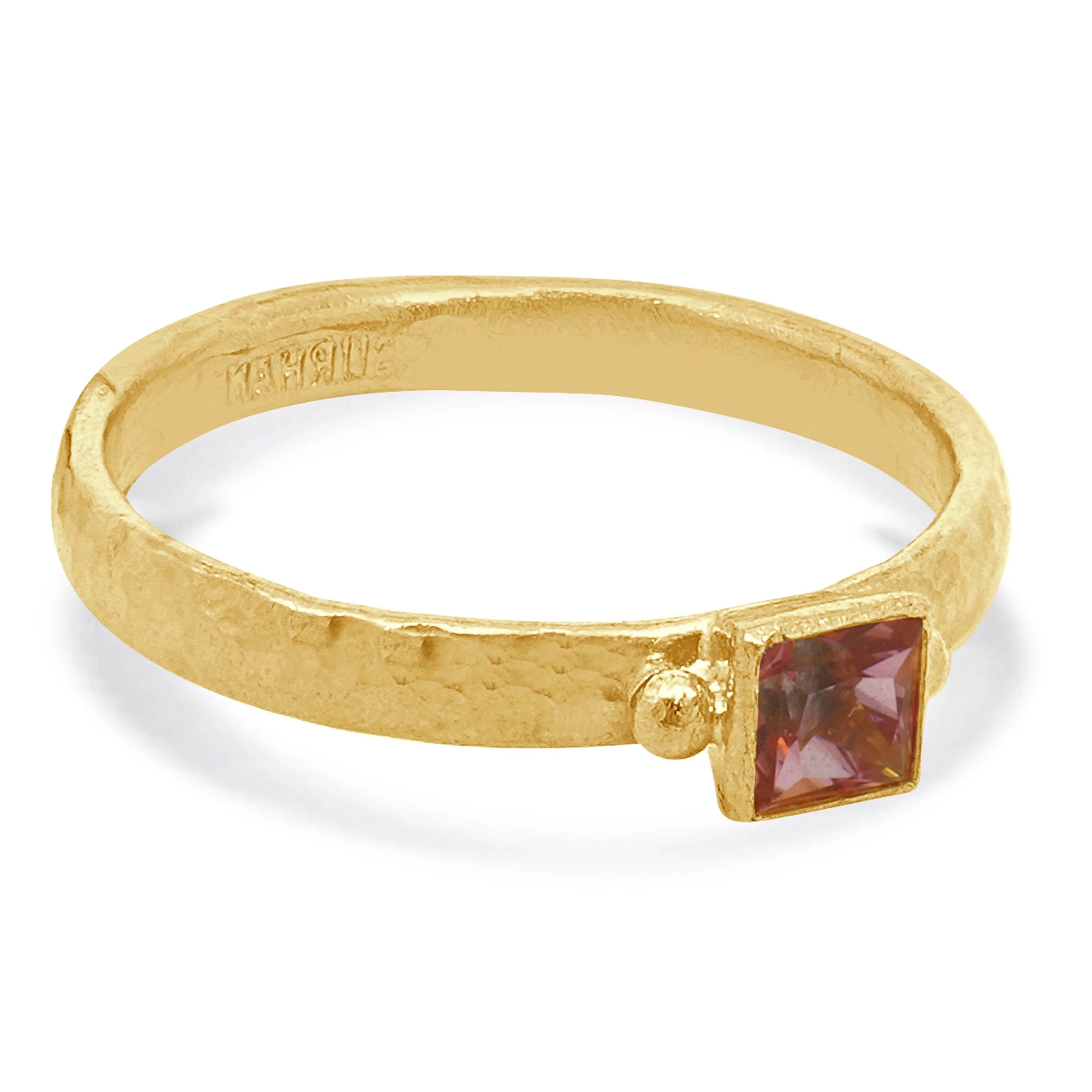 Gurhan 24 Karat Yellow Gold Pink Topaz Rune Collection Ring - Image 4