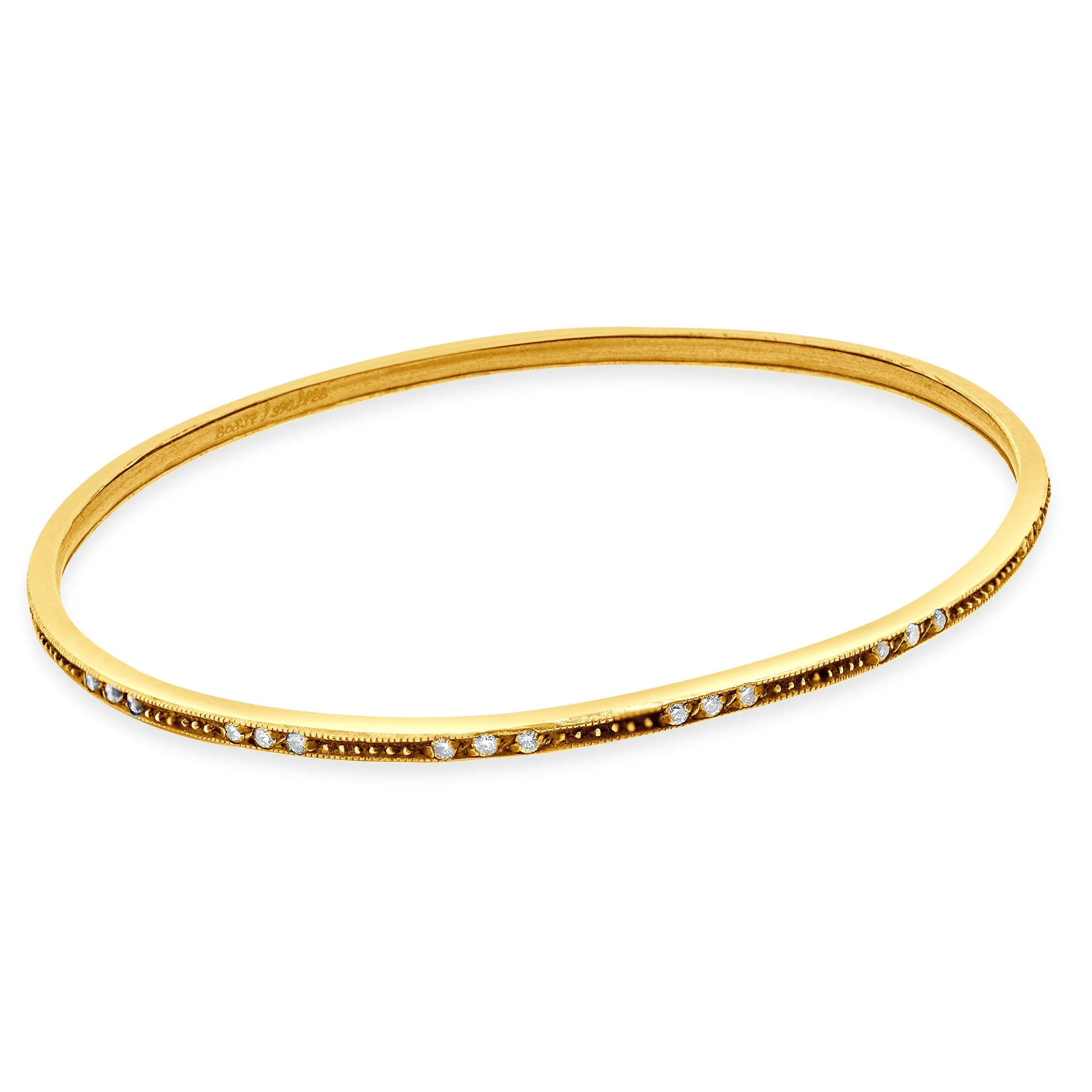 Gurhan Sterling Silver and 24 Karat Yellow Gold Diamond Station Bangle - Image 2