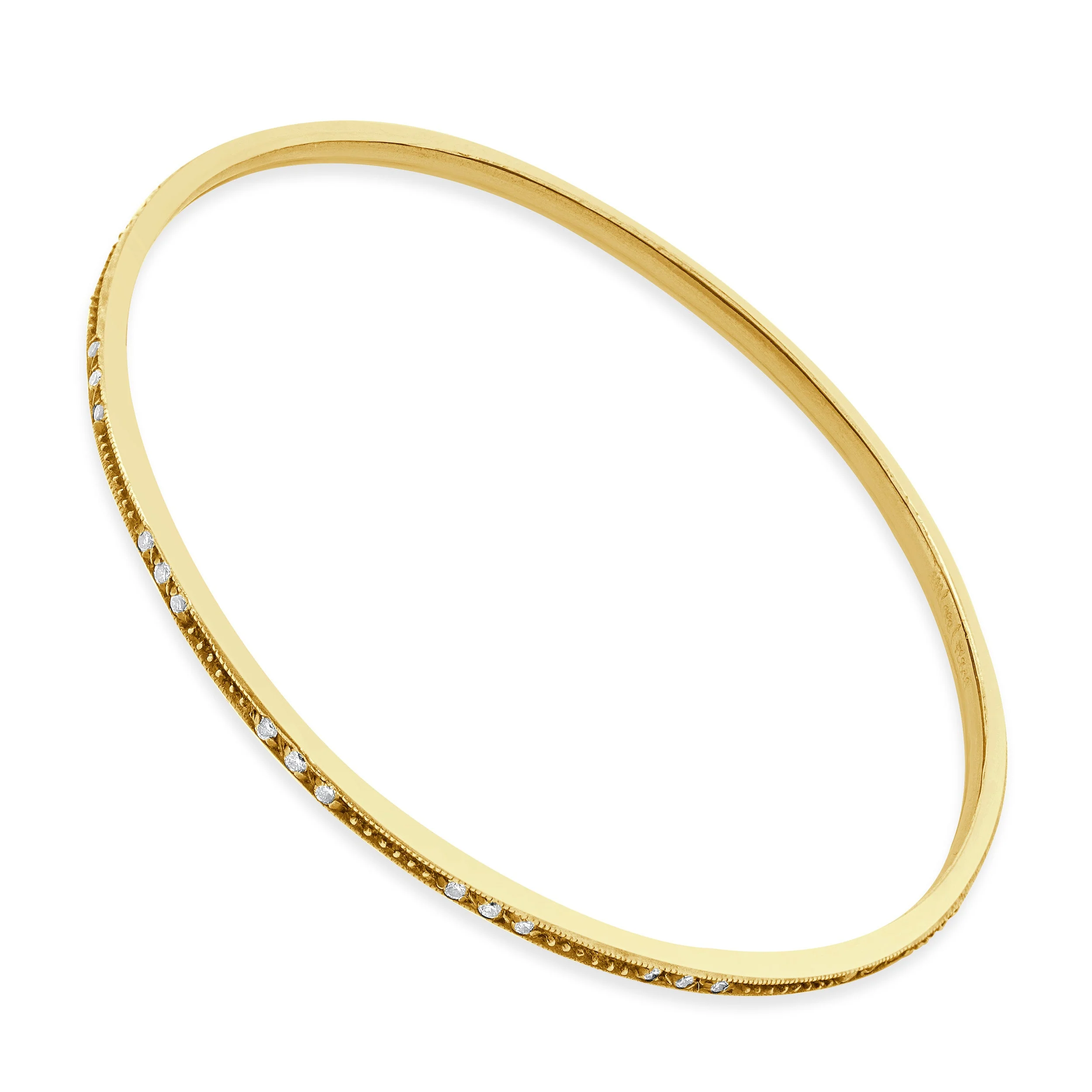 Gurhan Sterling Silver and 24 Karat Yellow Gold Diamond Station Bangle - Image 3