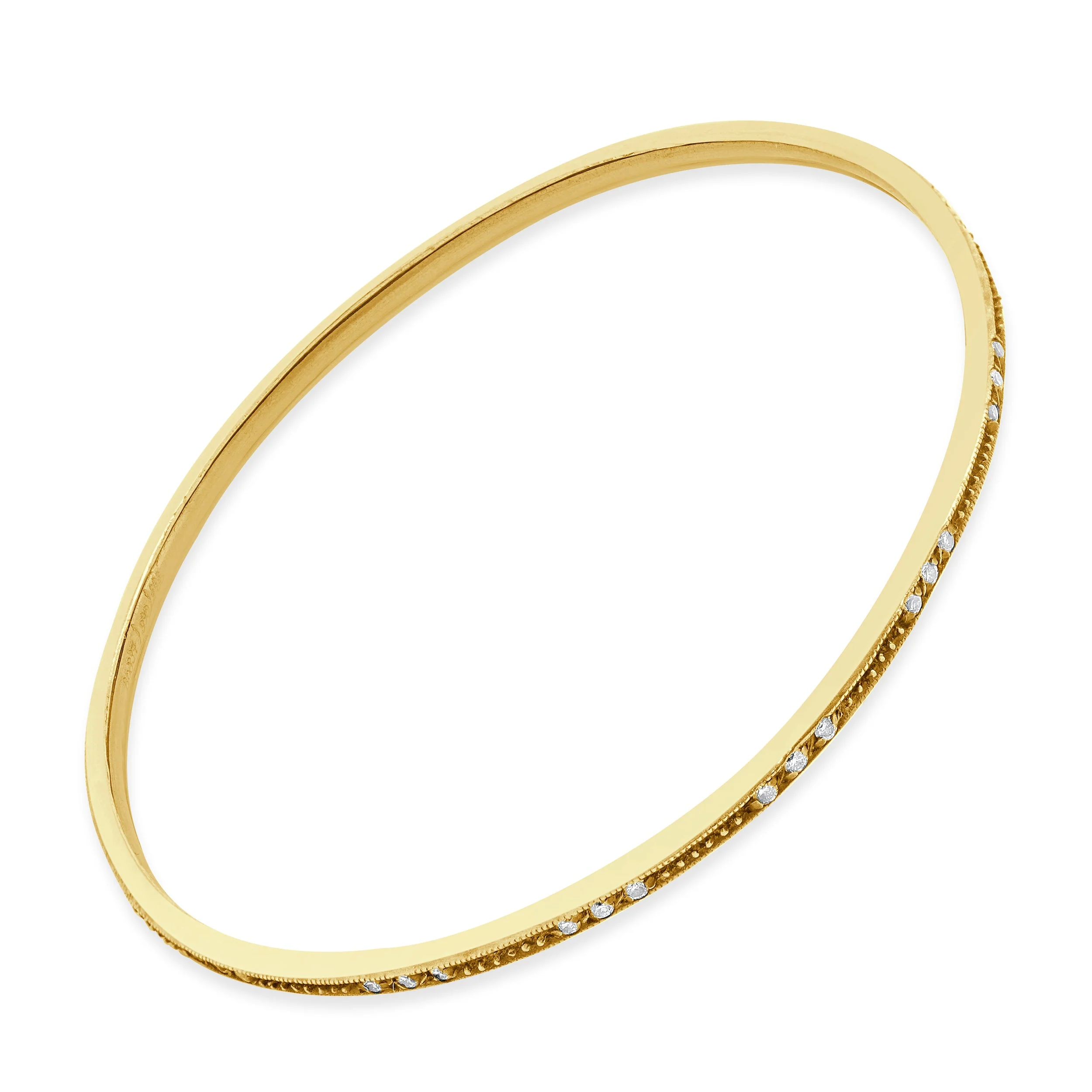 Gurhan Sterling Silver and 24 Karat Yellow Gold Diamond Station Bangle - Image 4