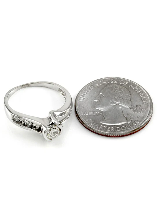 Half Bezel Round Brilliant Diamond Channel Set Diamond Bypass Ring - Image 3