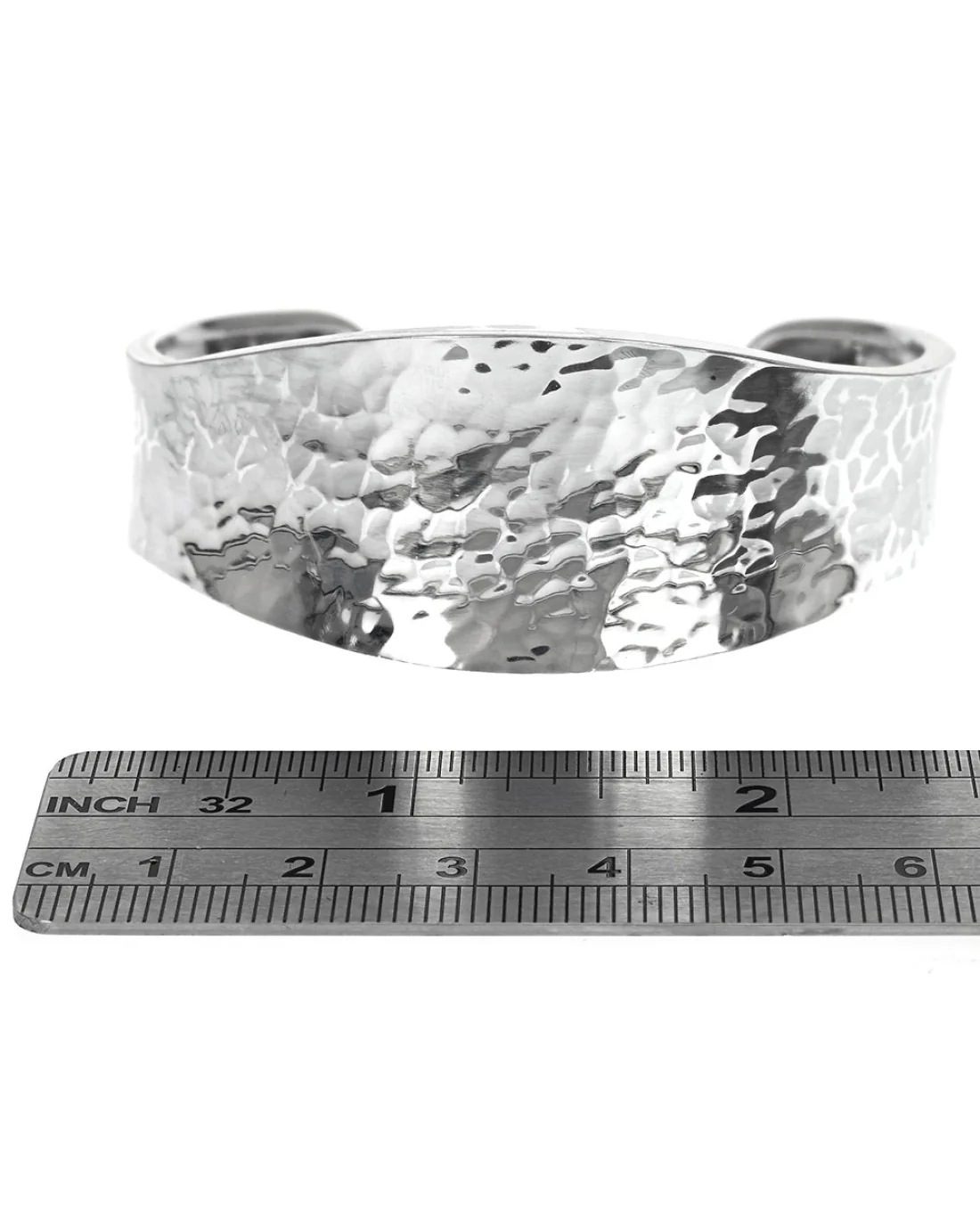Hammered Cuff Bracelet in Sterling Silver - Image 3