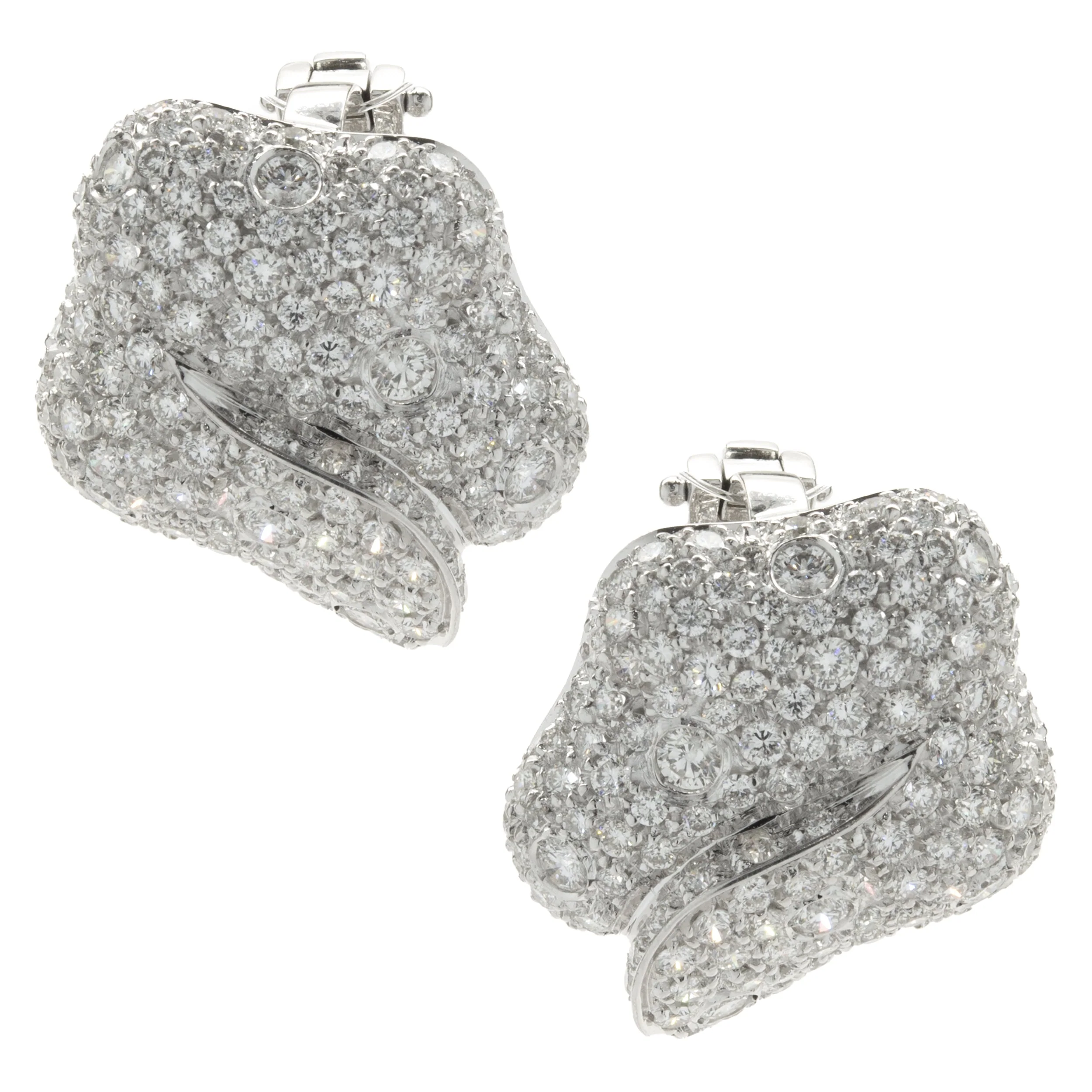 Hans Krieger 18 Karat White Gold Pave Diamond Wrap Earrings