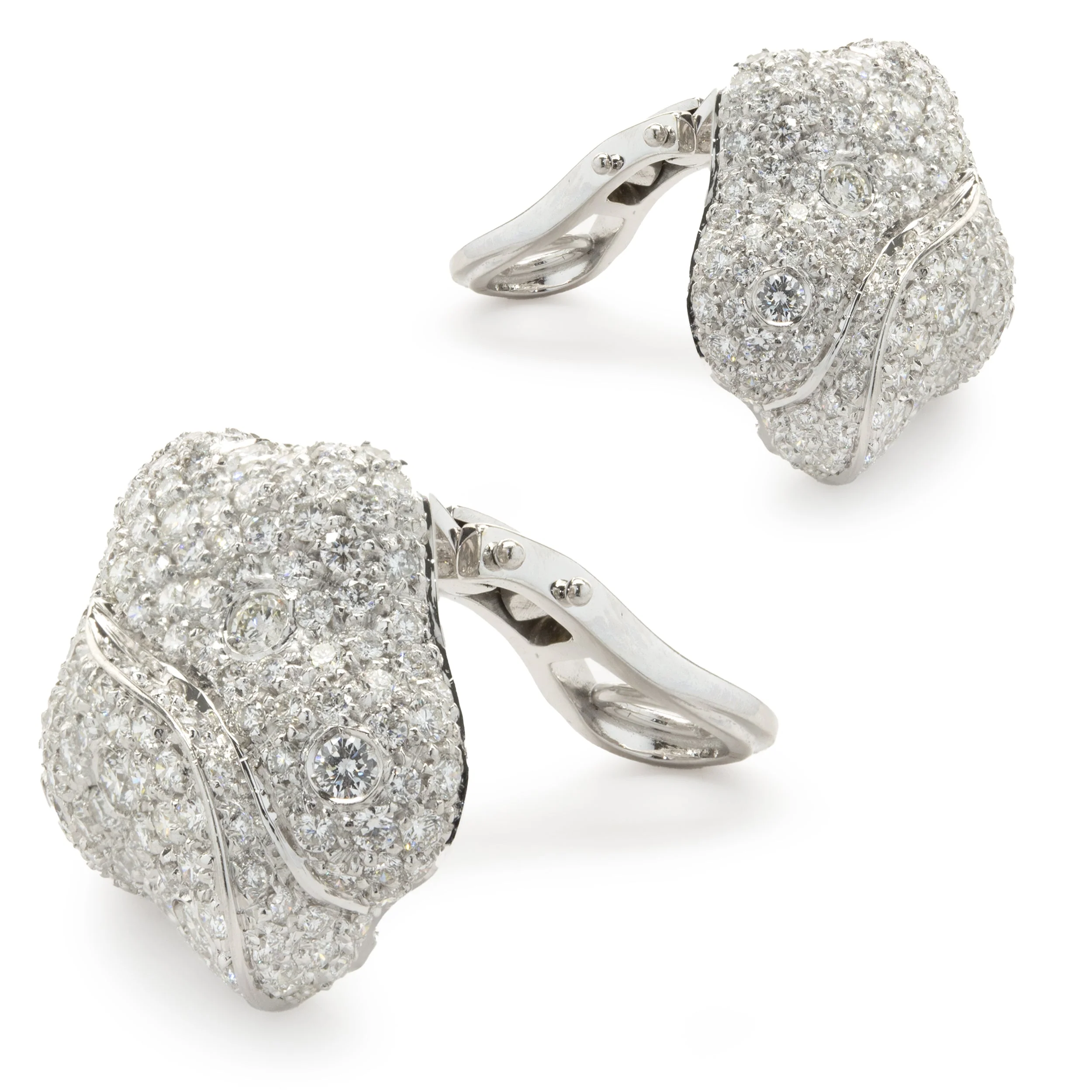 Hans Krieger 18 Karat White Gold Pave Diamond Wrap Earrings - Image 3
