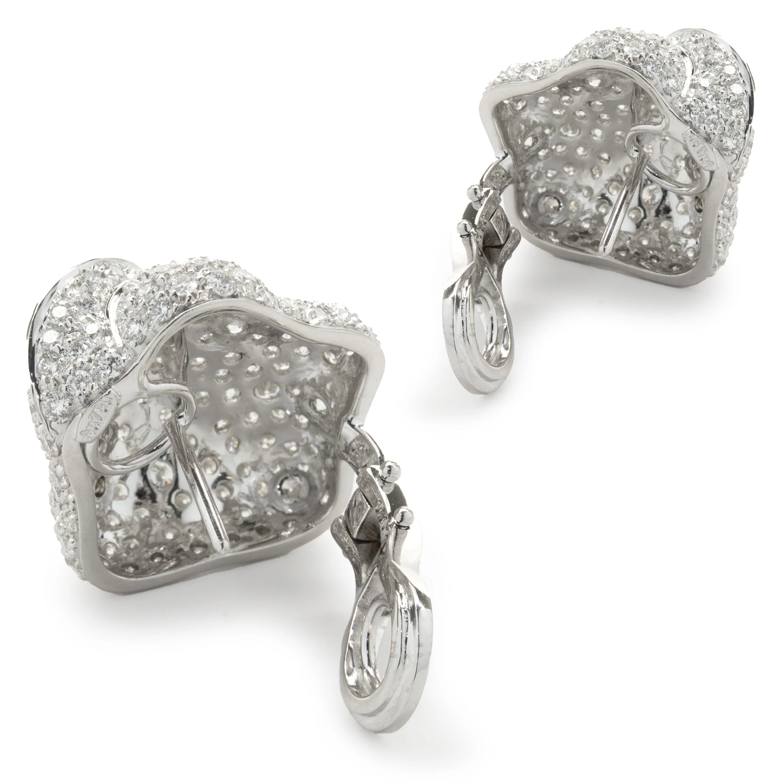 Hans Krieger 18 Karat White Gold Pave Diamond Wrap Earrings - Image 4