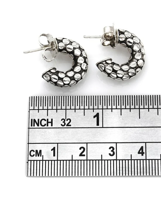 Hardy Dot Half Hoop Earrings in Silver - Image 3