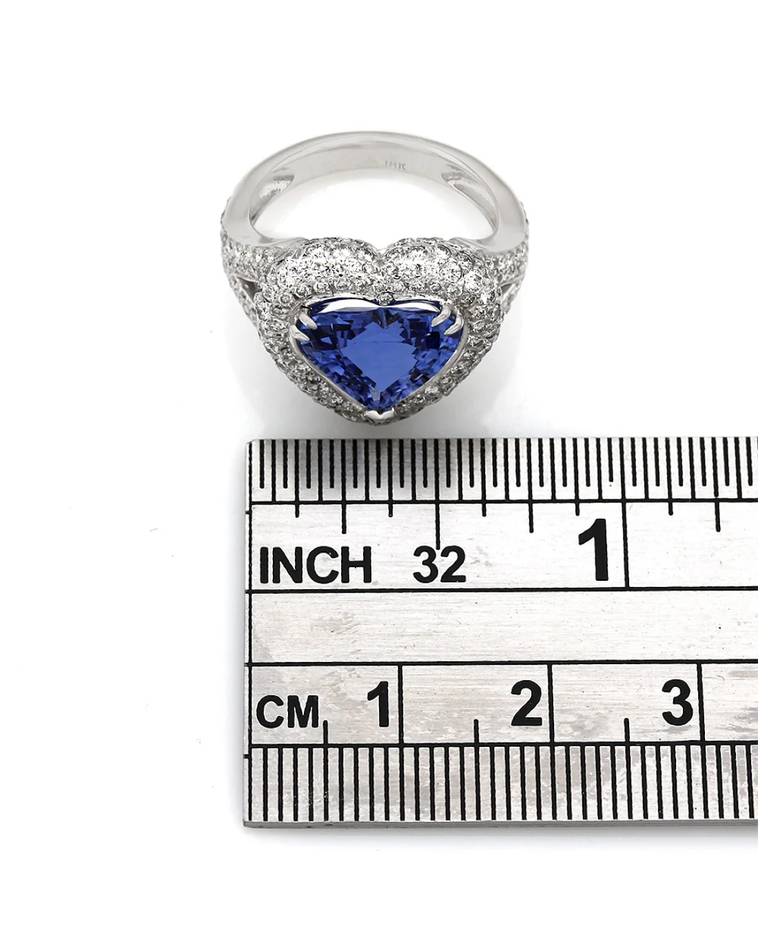 Heart Sapphire and Diamond Ring in Gold - Image 2