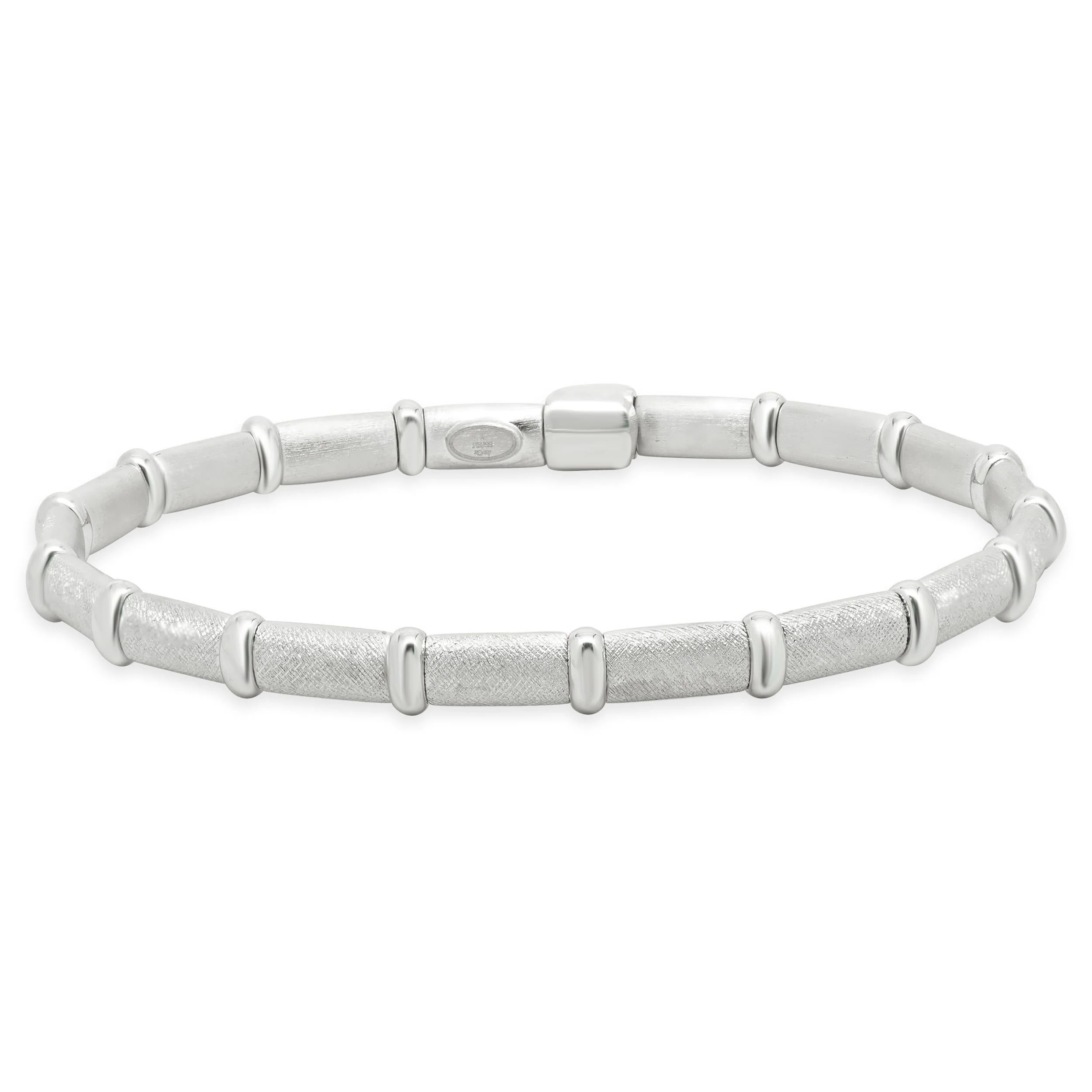 Henderson Legacy 18 Karat White Gold, Sterling Silver and Silver Enamel Bangle Bracelet