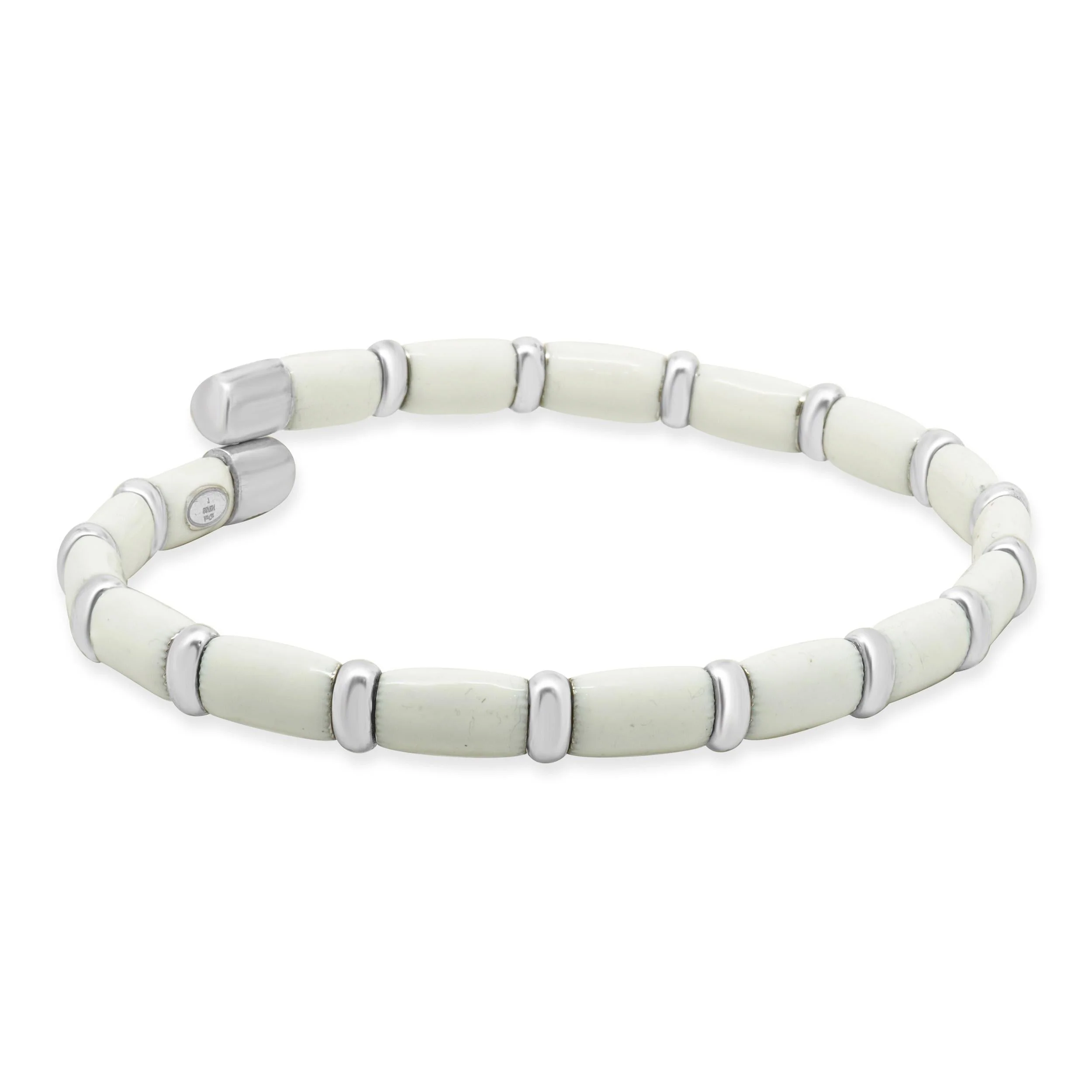 Henderson Legacy 18 Karat White Gold, Sterling Silver and White Enamel Bangle Bracelet - Image 4