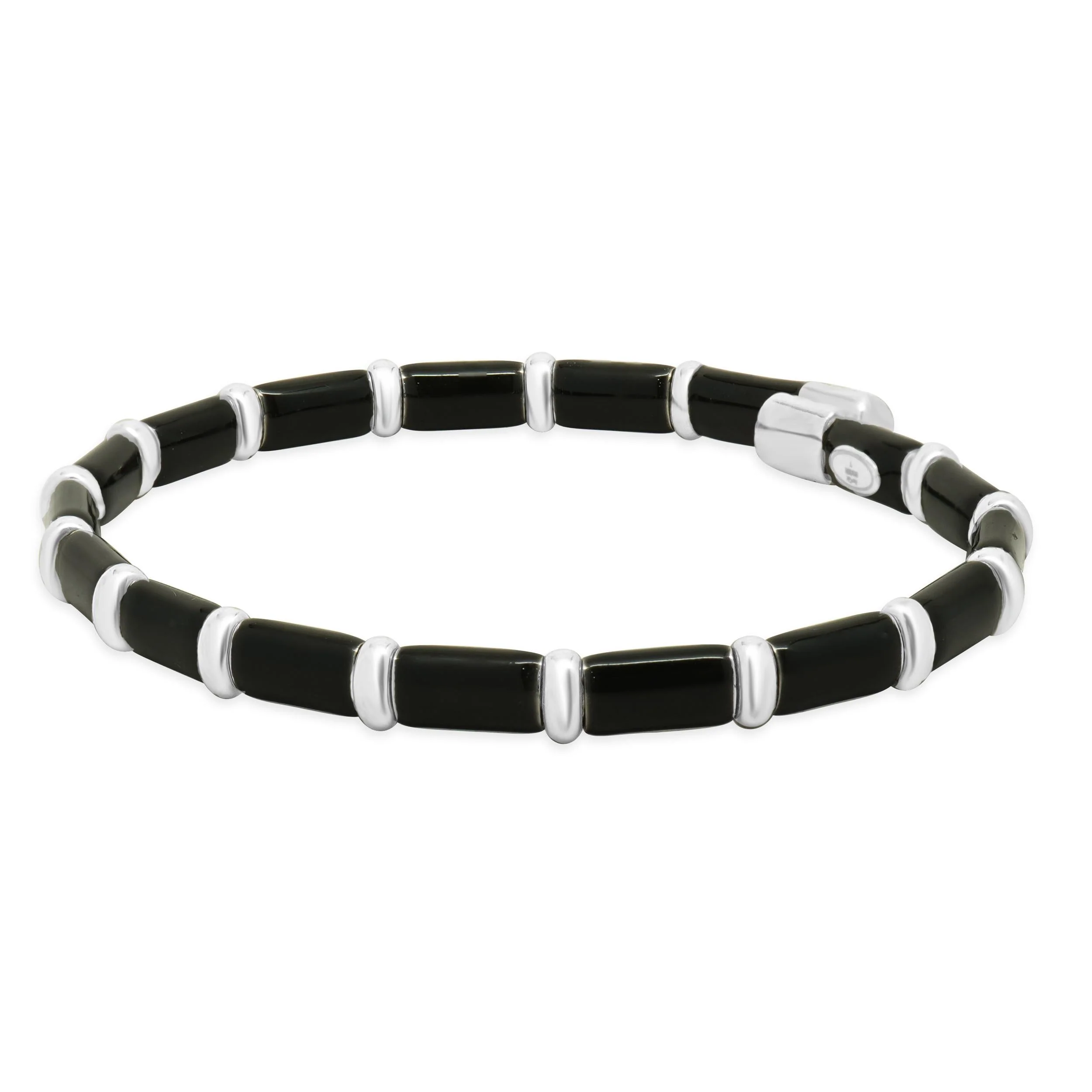 Henderson Legacy 18K White Gold, Sterling Silver, Black Enamel Bangle Bracelet - Image 3