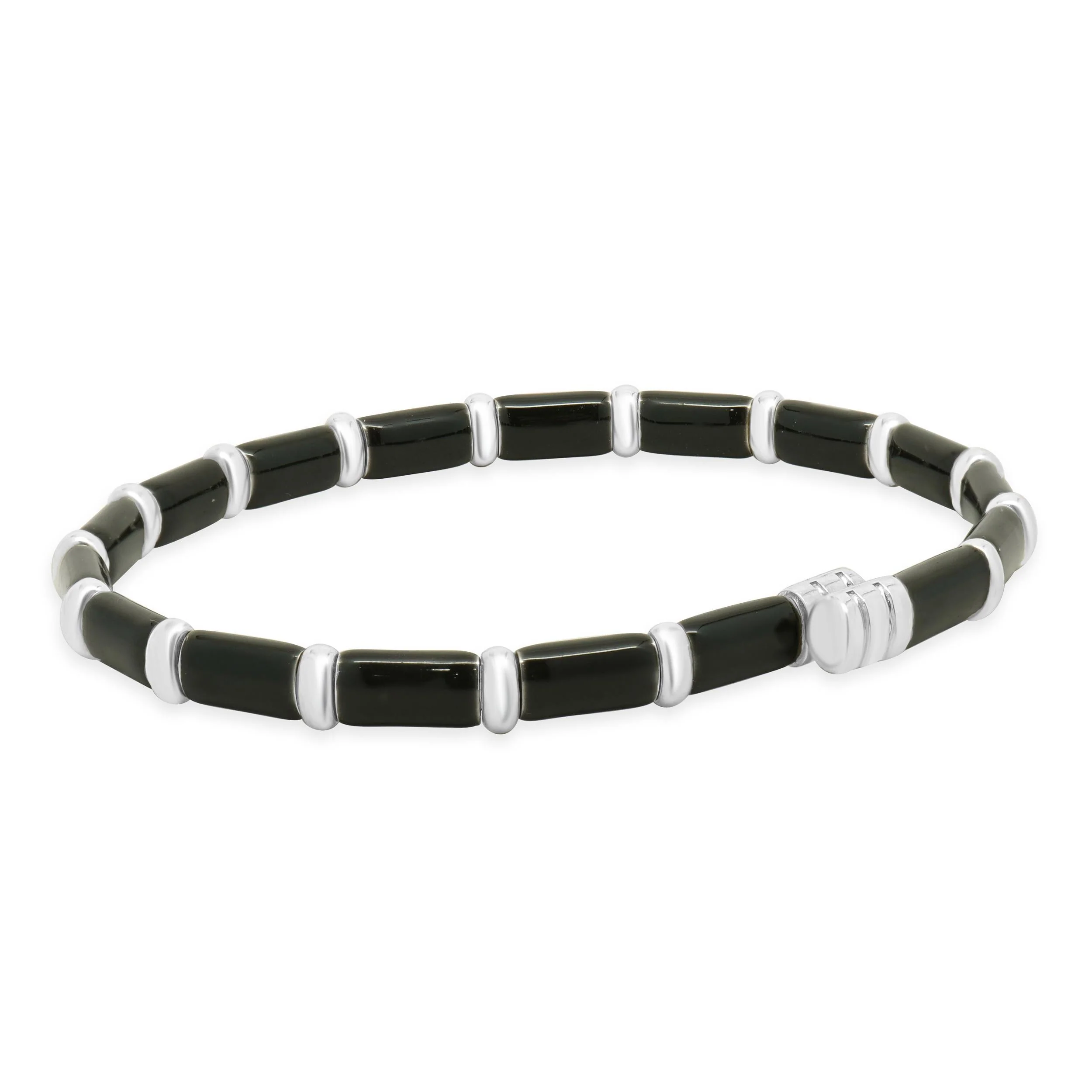 Henderson Legacy 18K White Gold, Sterling Silver, Black Enamel Bangle Bracelet - Image 4