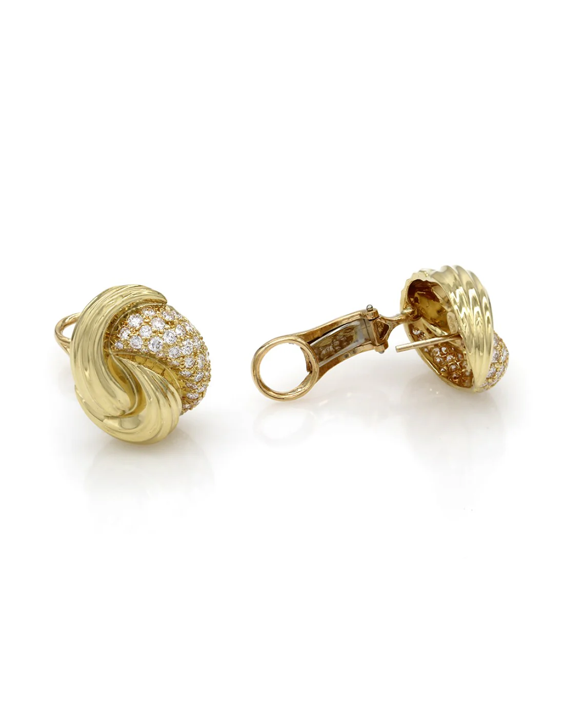 Henry Dunay Diamond and Gold Knot Earrings - Image 2