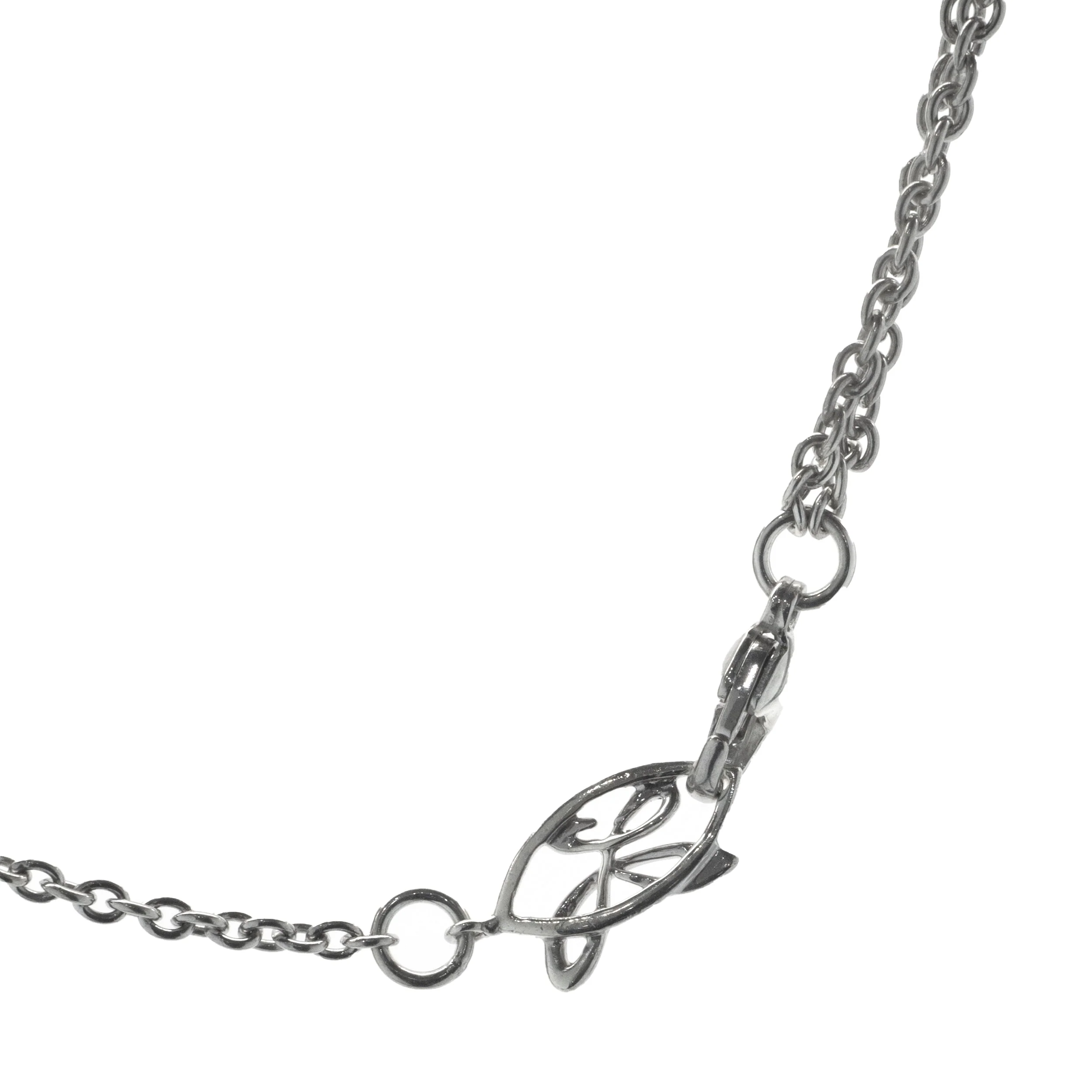 Hera Sterling Silver and 18 Karat Rose Gold Station Necklace with Diamond Leaf Ball - Image 3