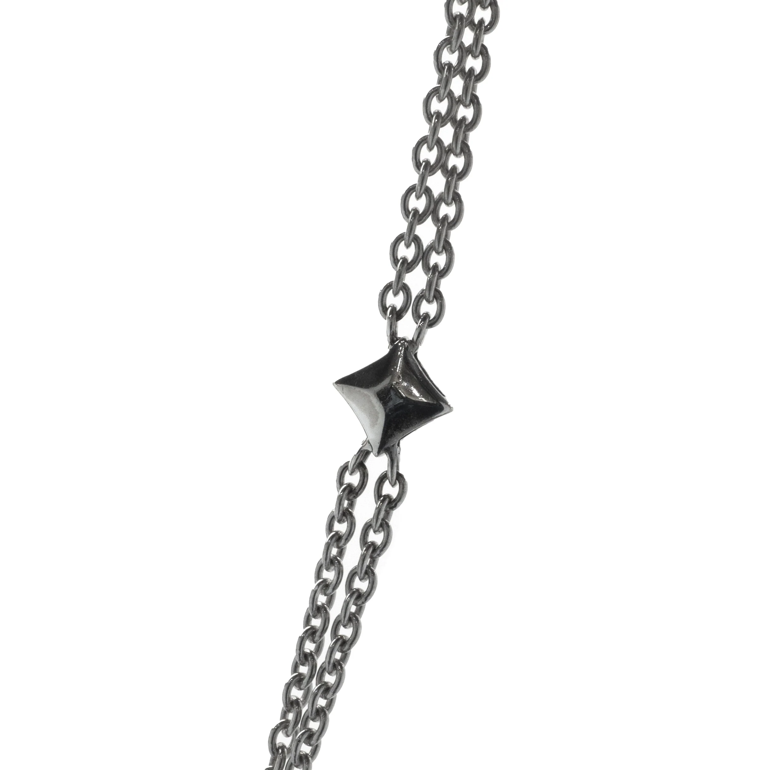 Hera Sterling Silver and 18 Karat Rose Gold Station Necklace with Diamond Leaf Ball - Image 4