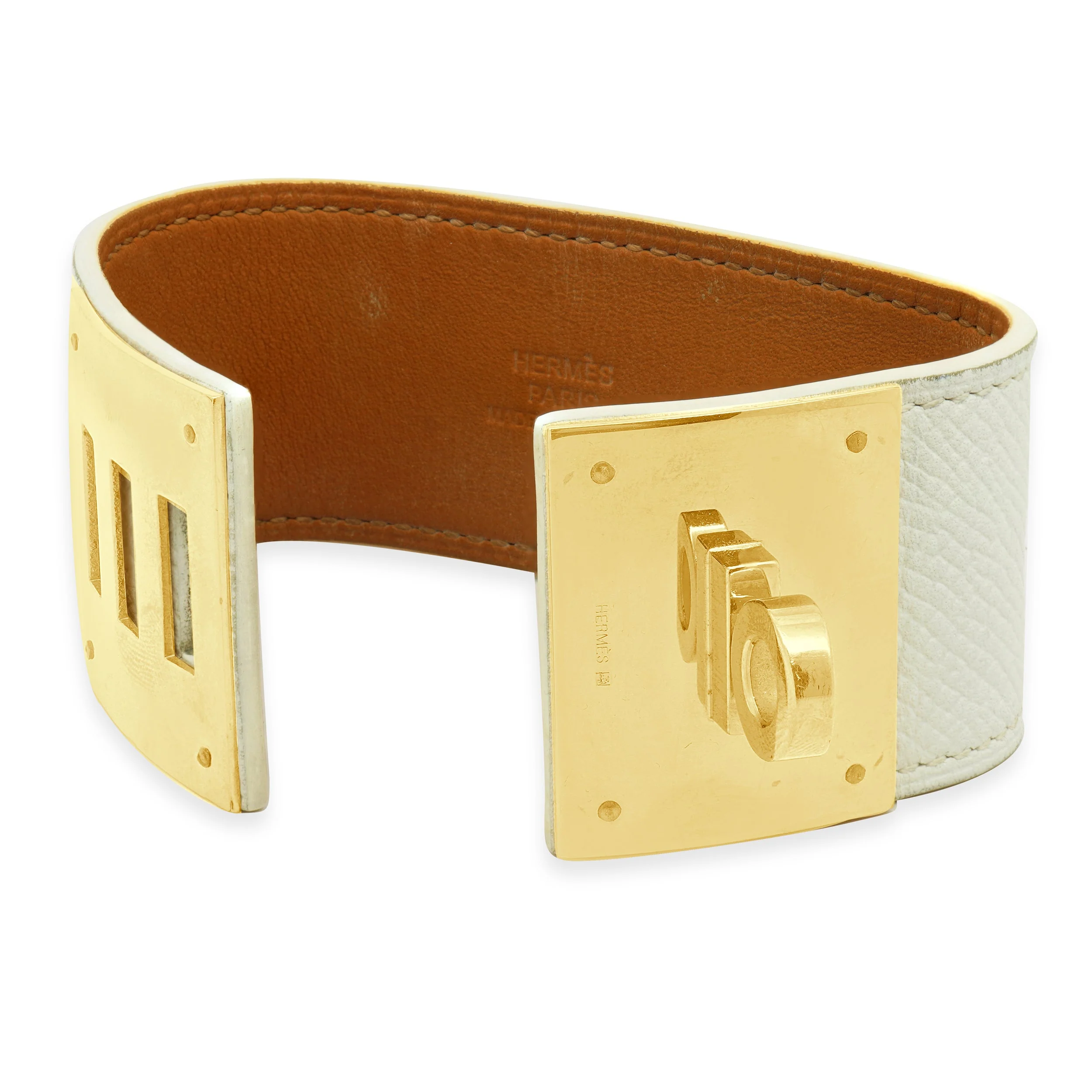 Hermes Kelly Dog Bracelet w/ White Leather Strap - Image 2
