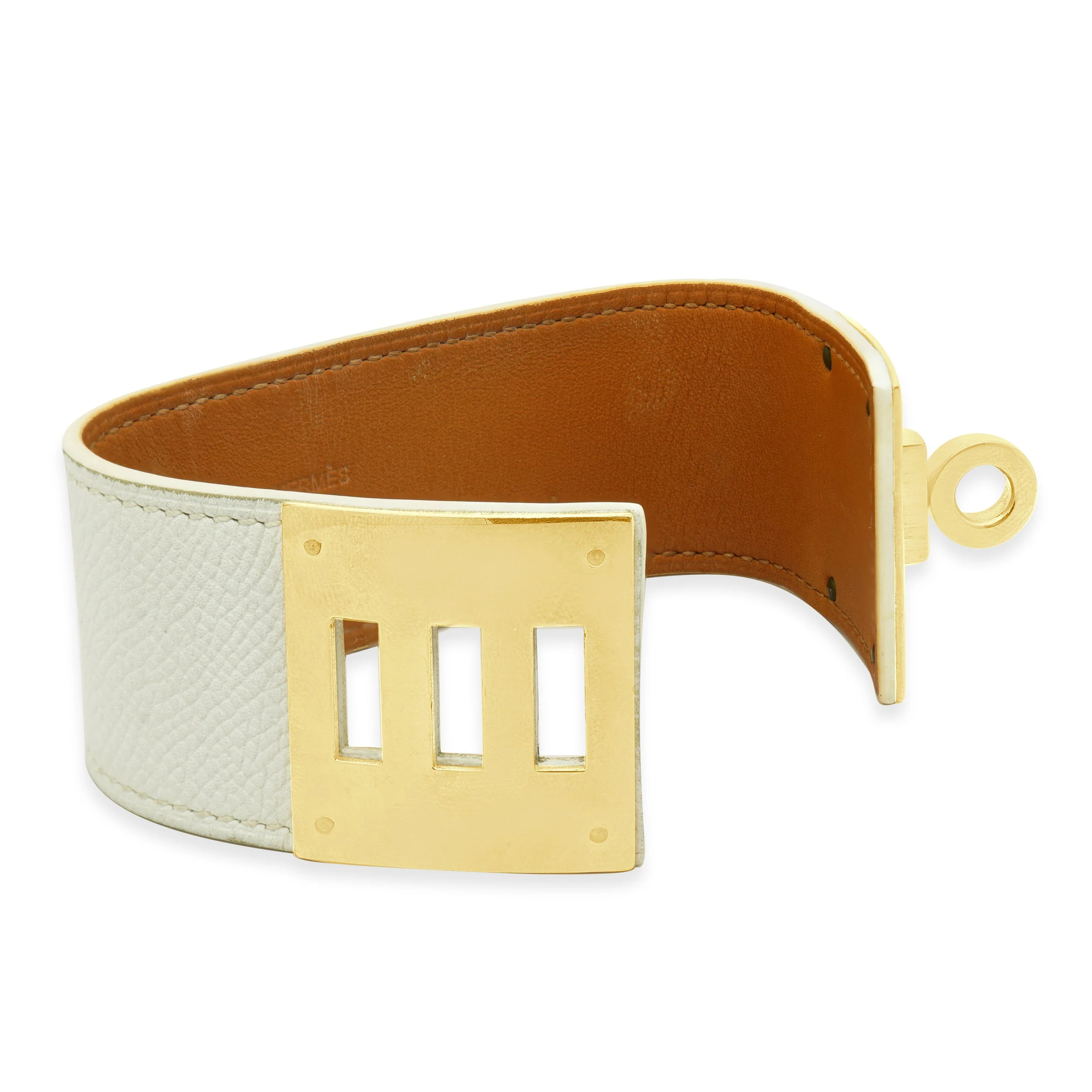Hermes Kelly Dog Bracelet w/ White Leather Strap - Image 3