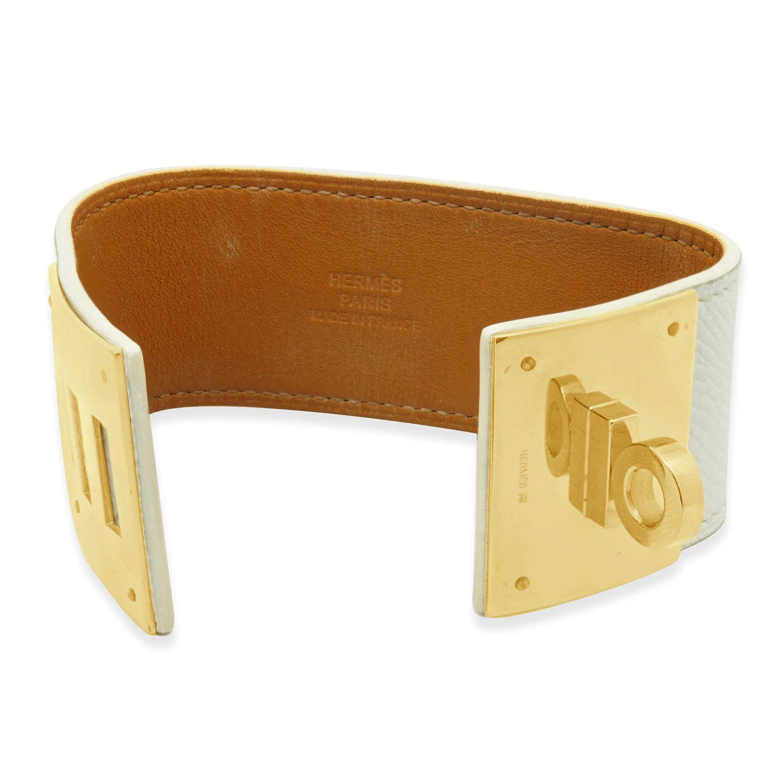Hermes Kelly Dog Bracelet w/ White Leather Strap - Image 4