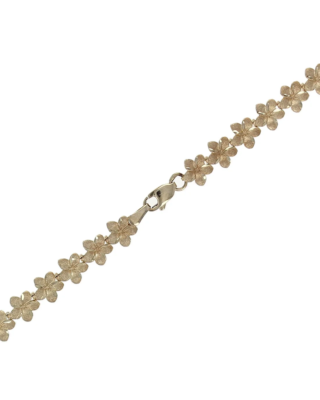 Hibiscus Plumeria Flower Link Necklace in Yellow Gold - Image 2