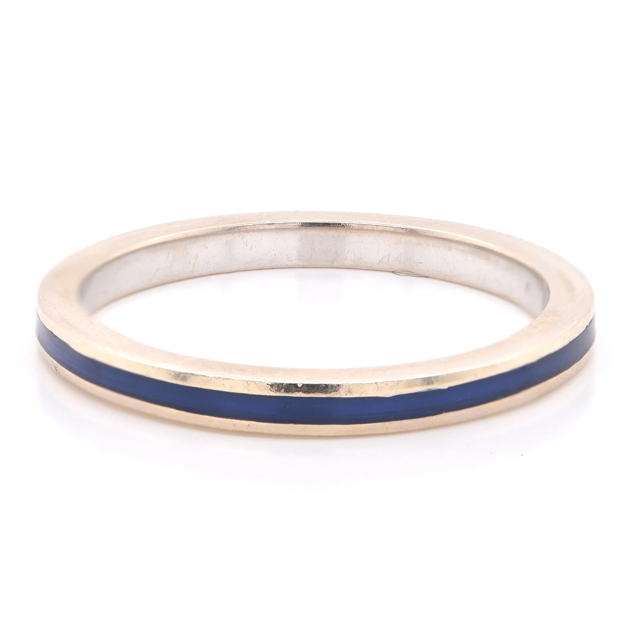 Hidalgo 18k White Gold Blue Enamel Band - Image 2