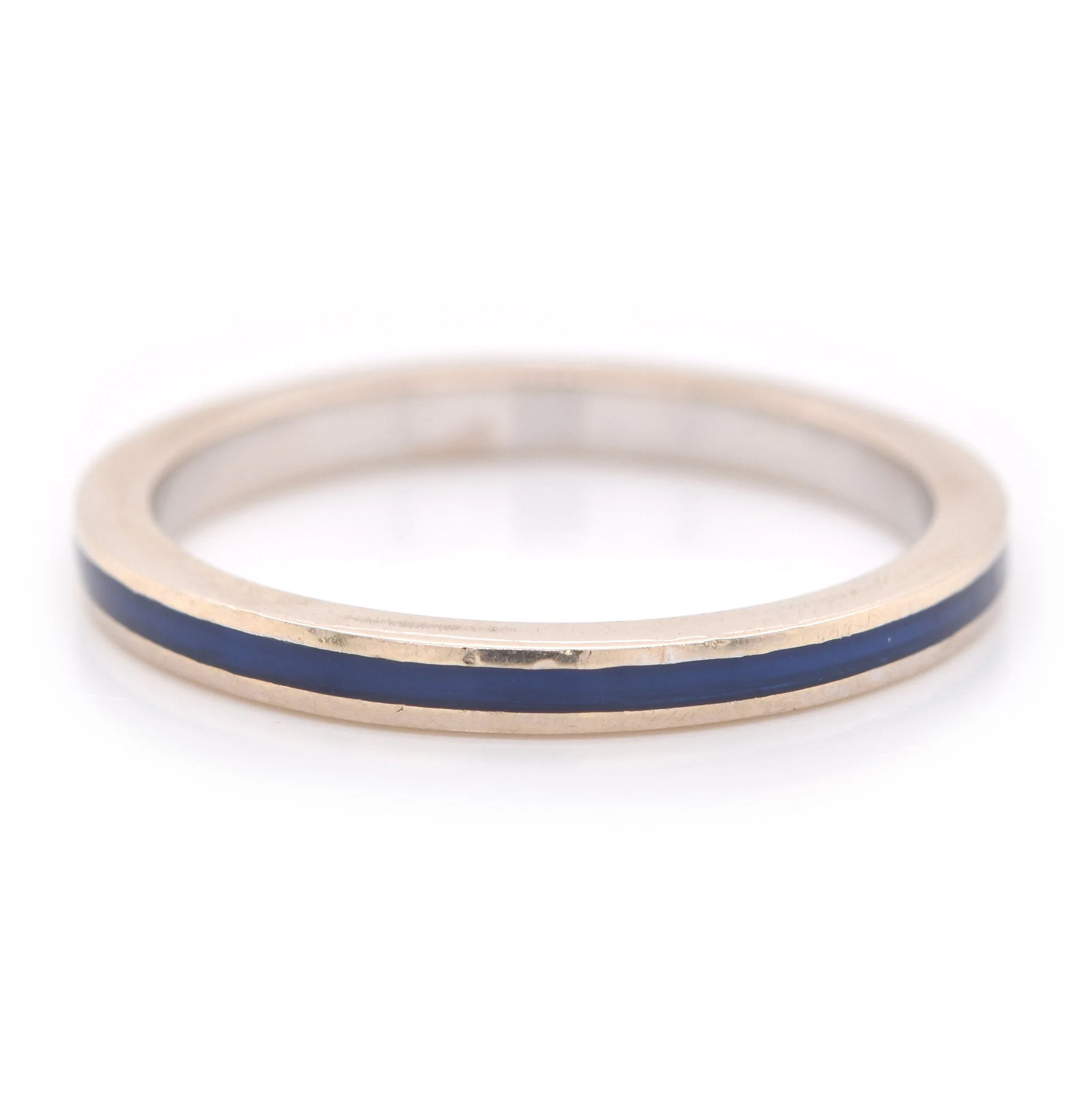 Hidalgo 18k White Gold Blue Enamel Band - Image 3