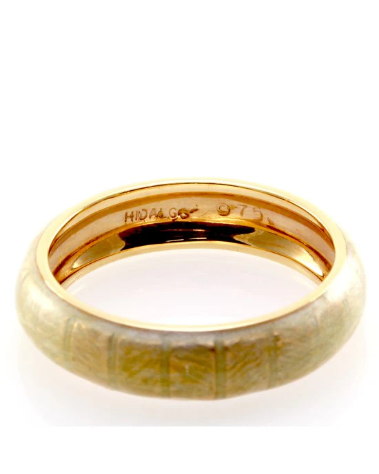 Hidalgo Beige Pink Enamel Eternity Band/Ring in 18K Rose Gold SZ 6.75 - Image 4